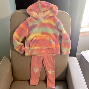 2t Children’s PlaceNeon Rainbow Fleece Hoodie + matching Pink Pants Outfit
